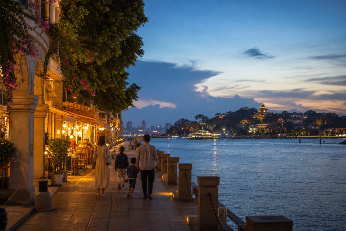 鹭江道蓝调时刻与鼓浪屿夜景