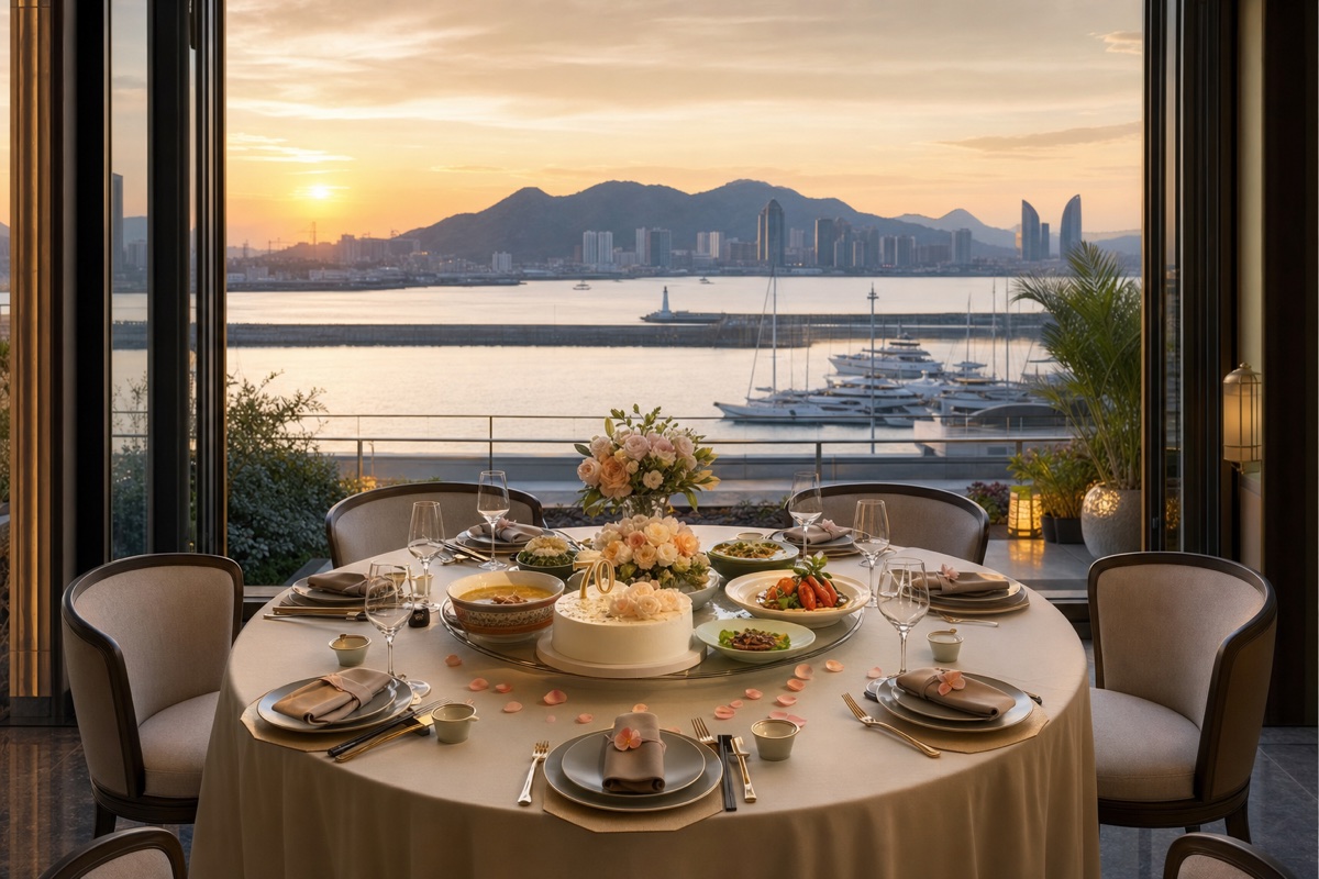 海湾夕阳下的七十岁生日家宴